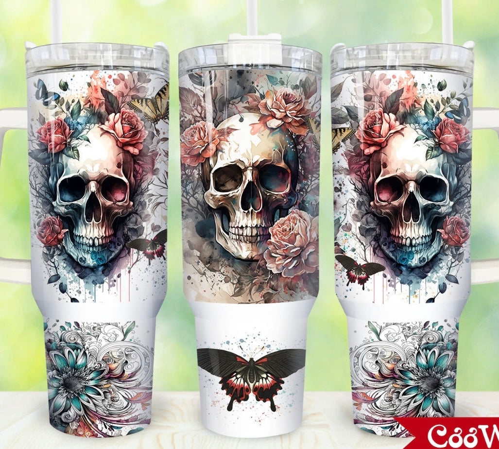 Floral Skull- 40 OZ Thirst Quencher