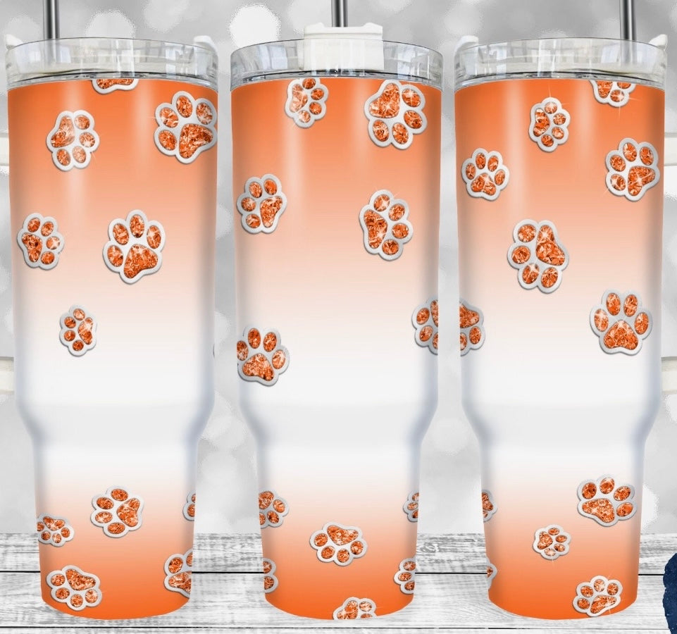 Orange Pawprints- 40 OZ Thirst Quencher