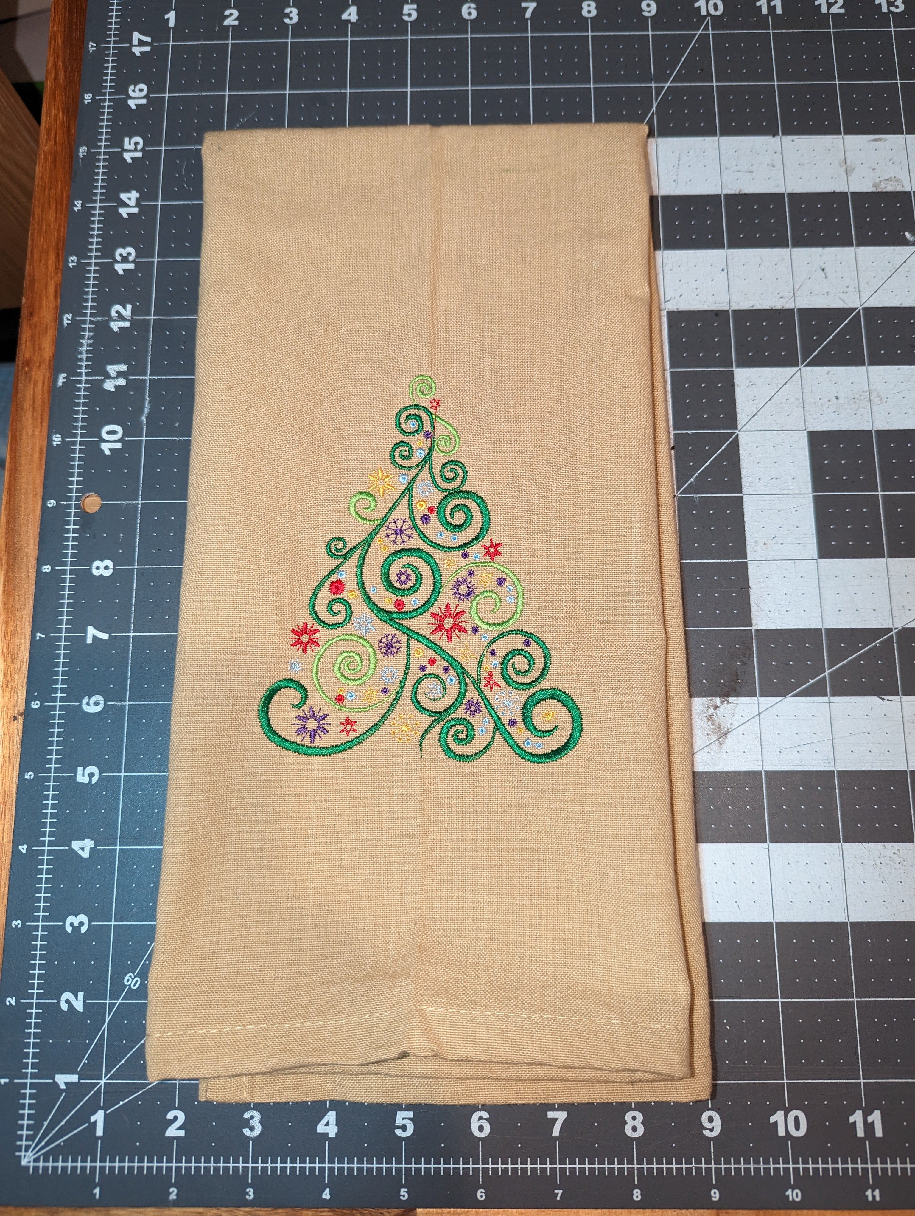 Swirly Christmas Tree Decor Towel