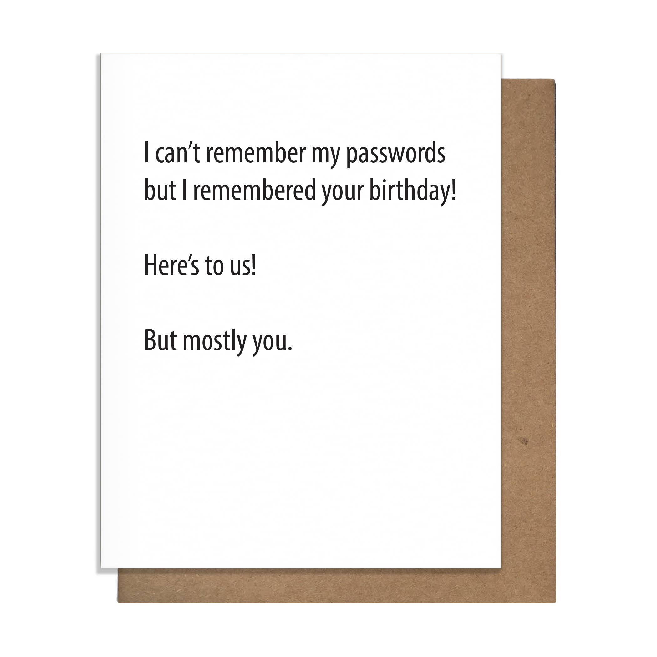 Pretty Alright Goods - Passwords - Birthday Card