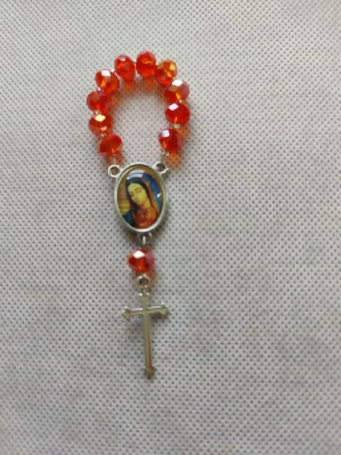 R #103 Pocket Rosary AB Orange Crystal