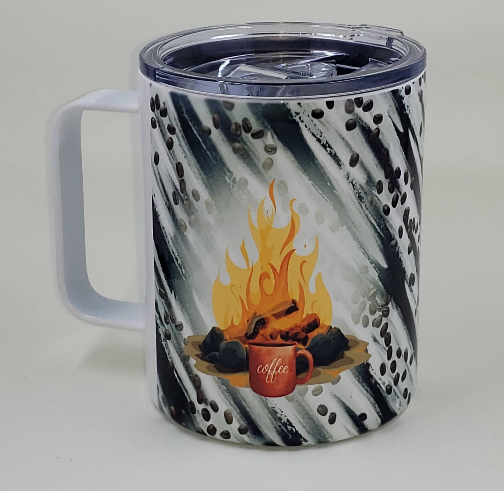 12oz. Stainless Coffee Mug w/Lid - Campfire Coffee
