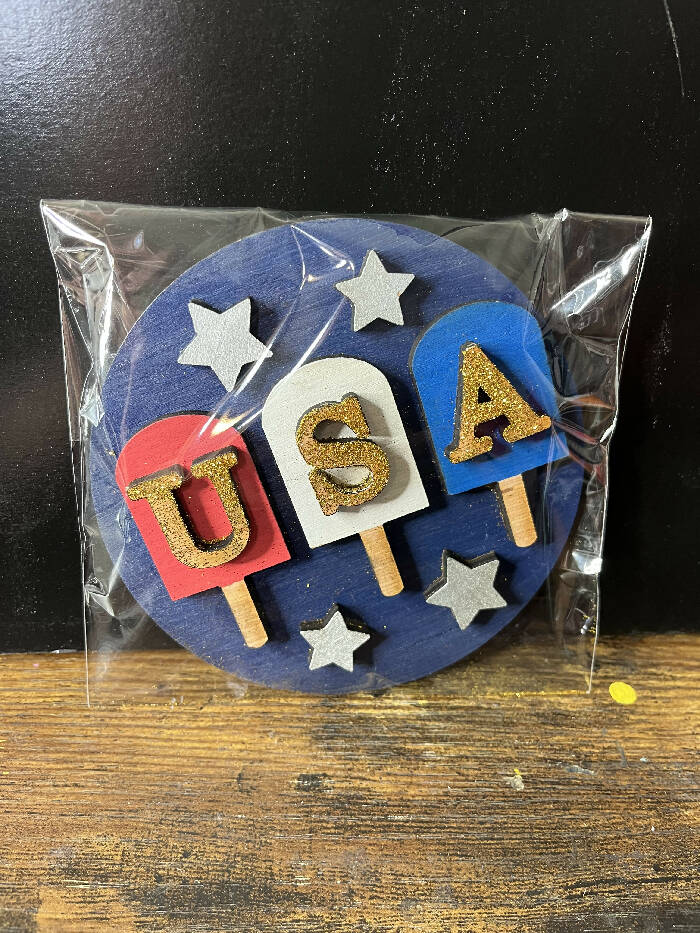 USA Fourth of July circle interchangeable insert