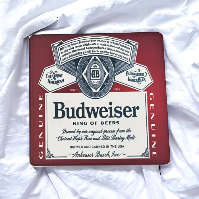 Red label beer label coaster