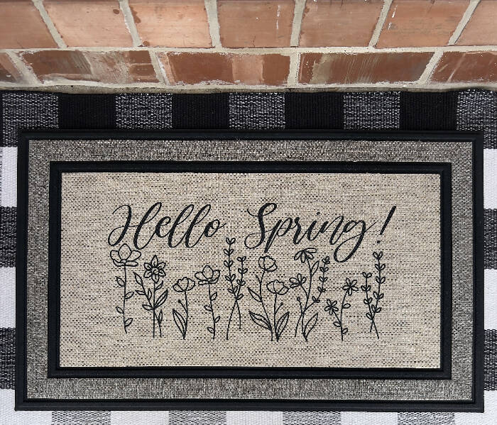 Hello Spring wildflowers Indoor/Outdoor Doormat
