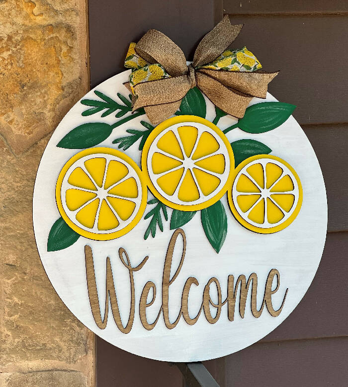 Wood Door Hanger (Welcome with Lemons) WH10