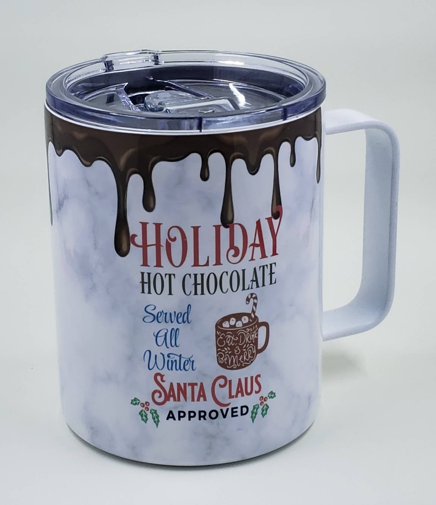 12oz. Stainless Coffee Mug with Lid - Holiday Hot Chocolate