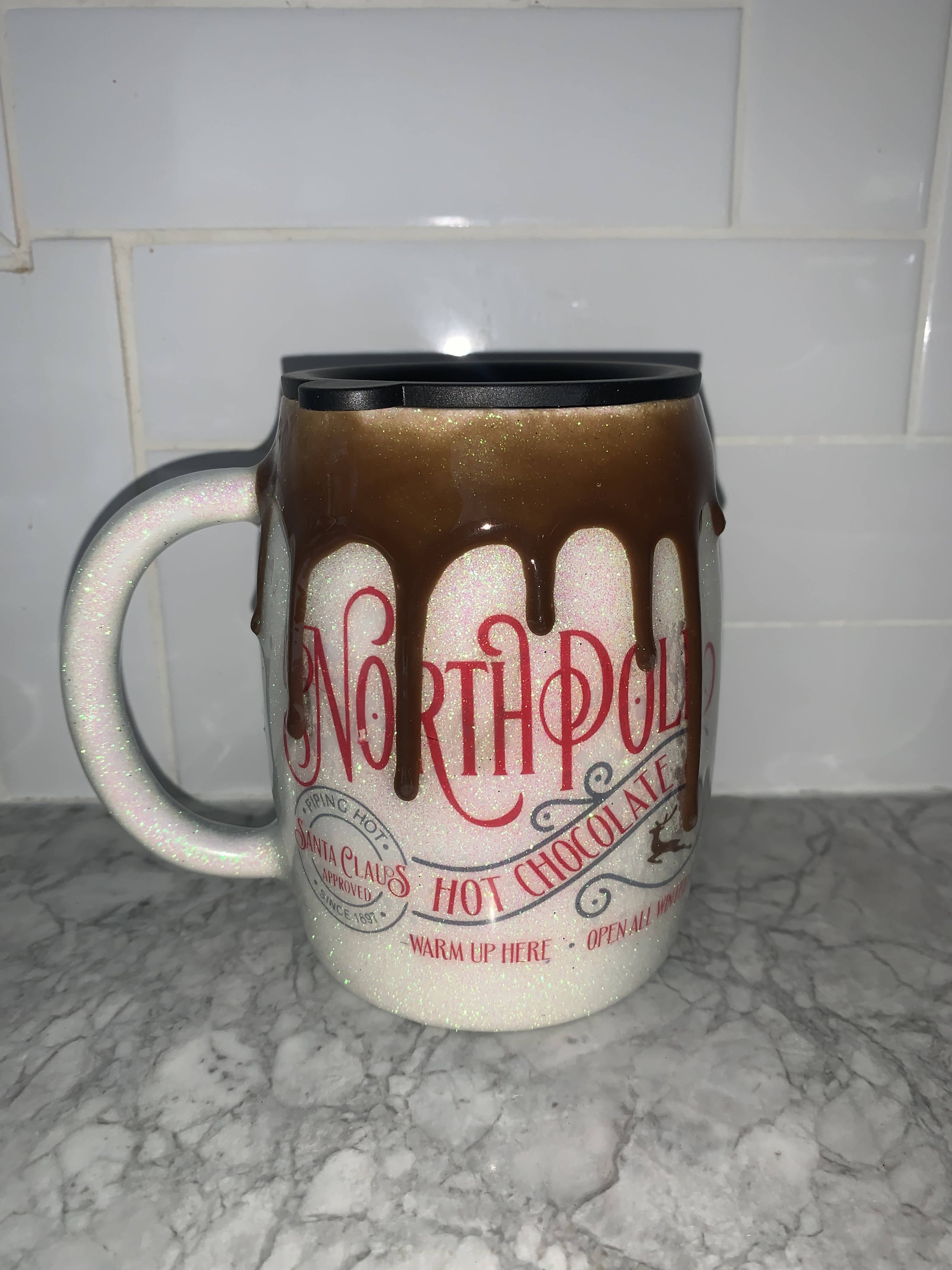 North Pole hot cocoa mug