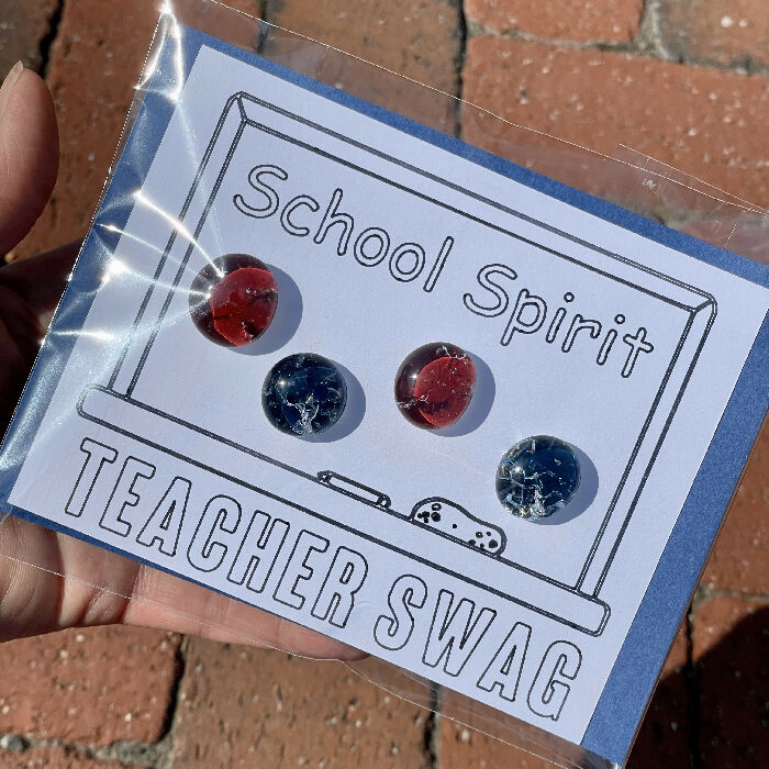 Teacher Swag (4 pack) School Spirit Shattered Glass Magnet Gift Set