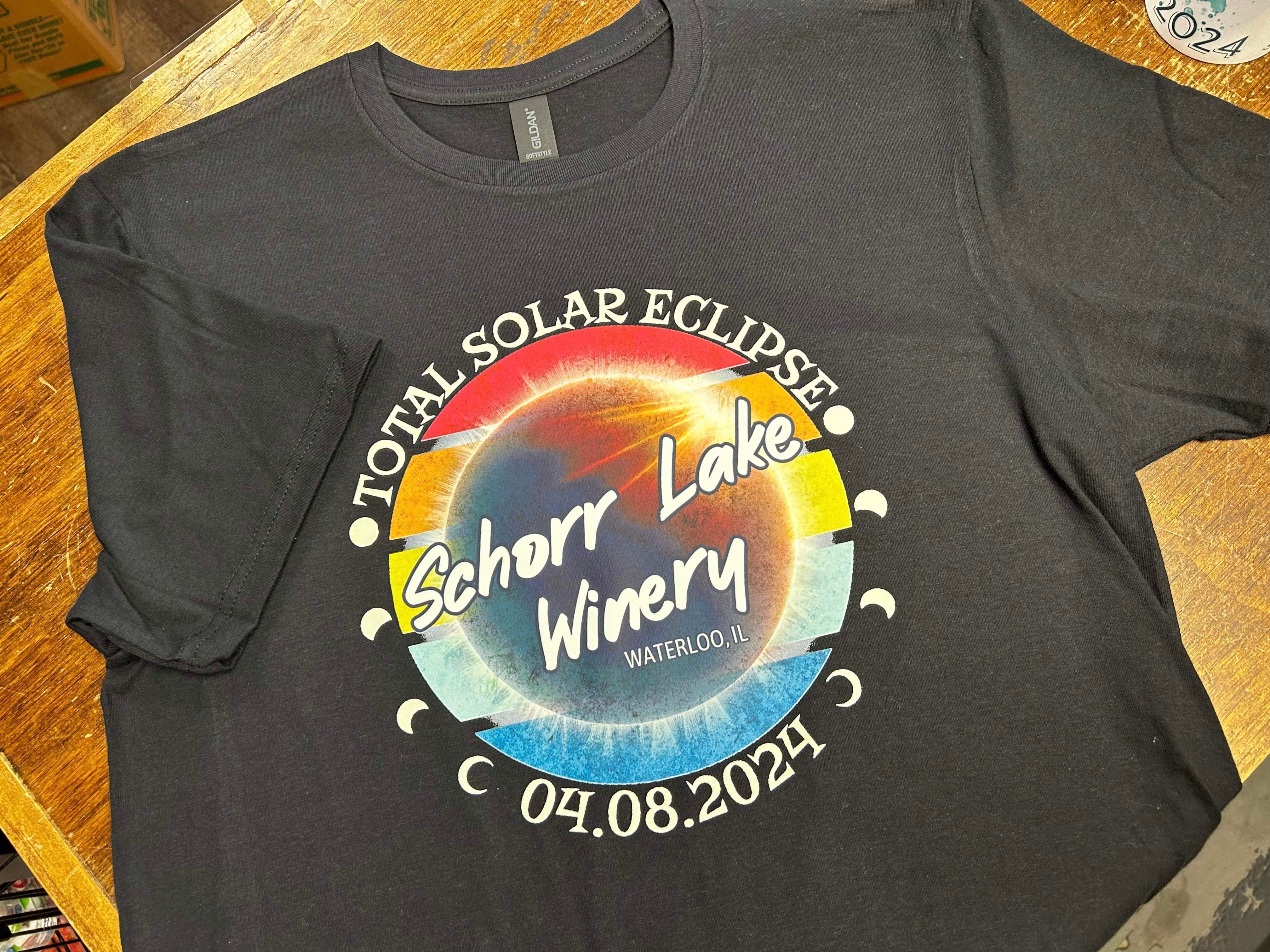 Total Solar Eclipse T-shirt - Schorr Lake Winery - Waterloo, IL