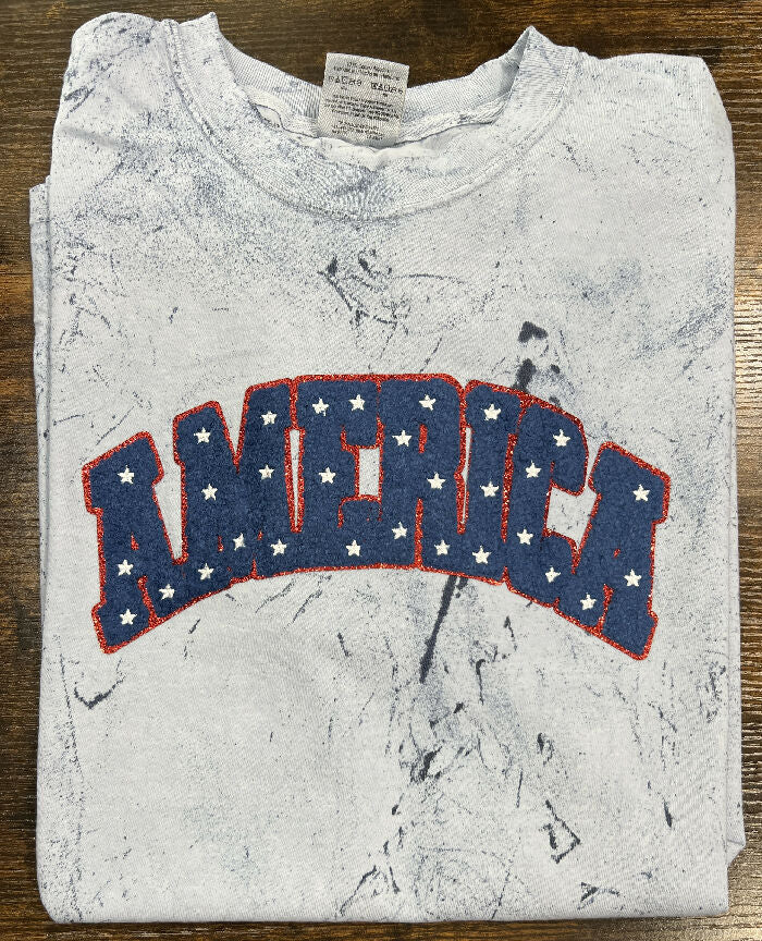 AMERICA chenille patch short sleeve tee