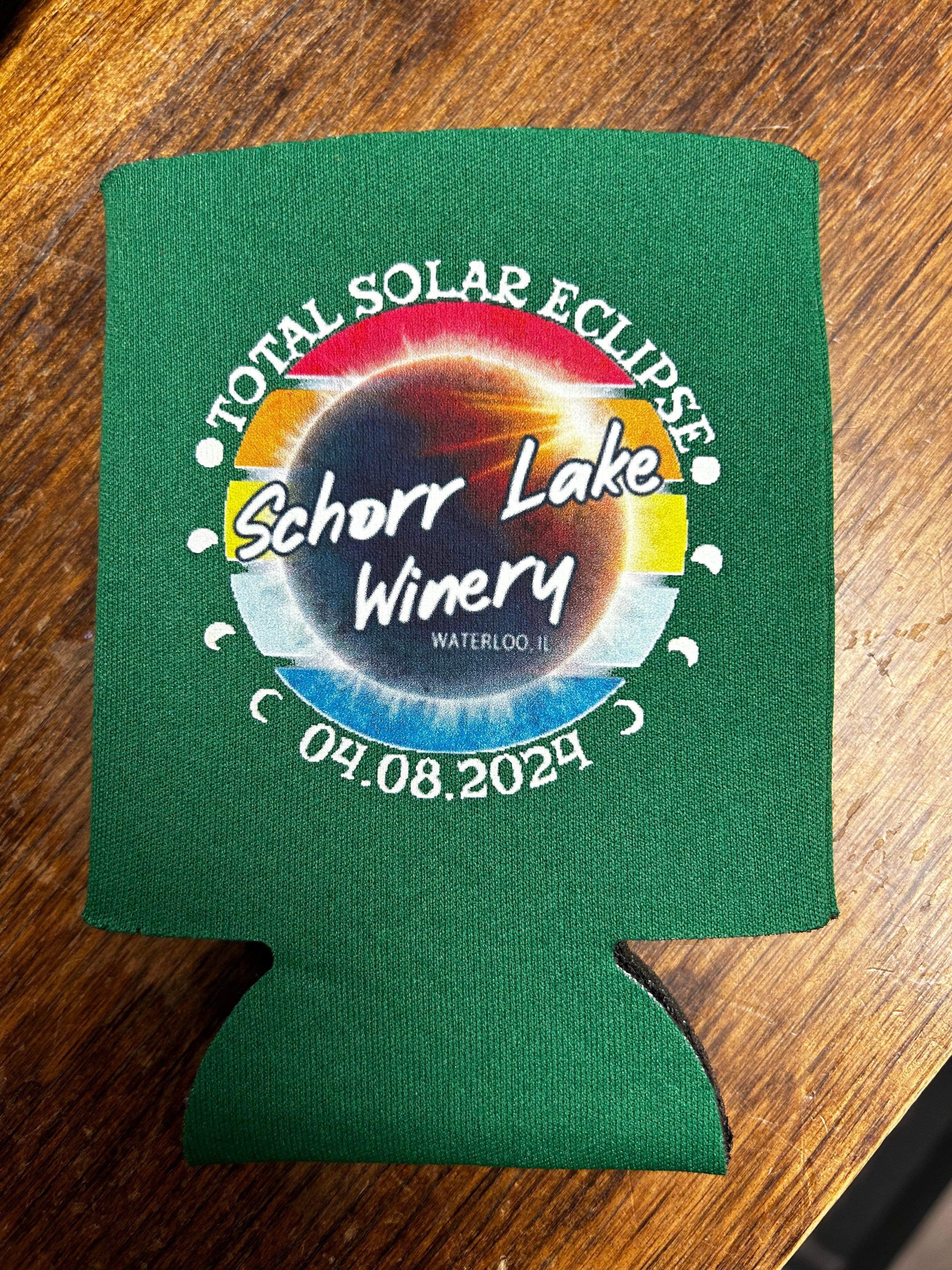 Total Solar Eclipse Koozie - Schorr Lake Winery - Waterloo, IL