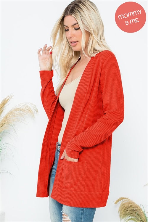 Women's Waffle Pocket Cardigan | Rust | Mommy and Me