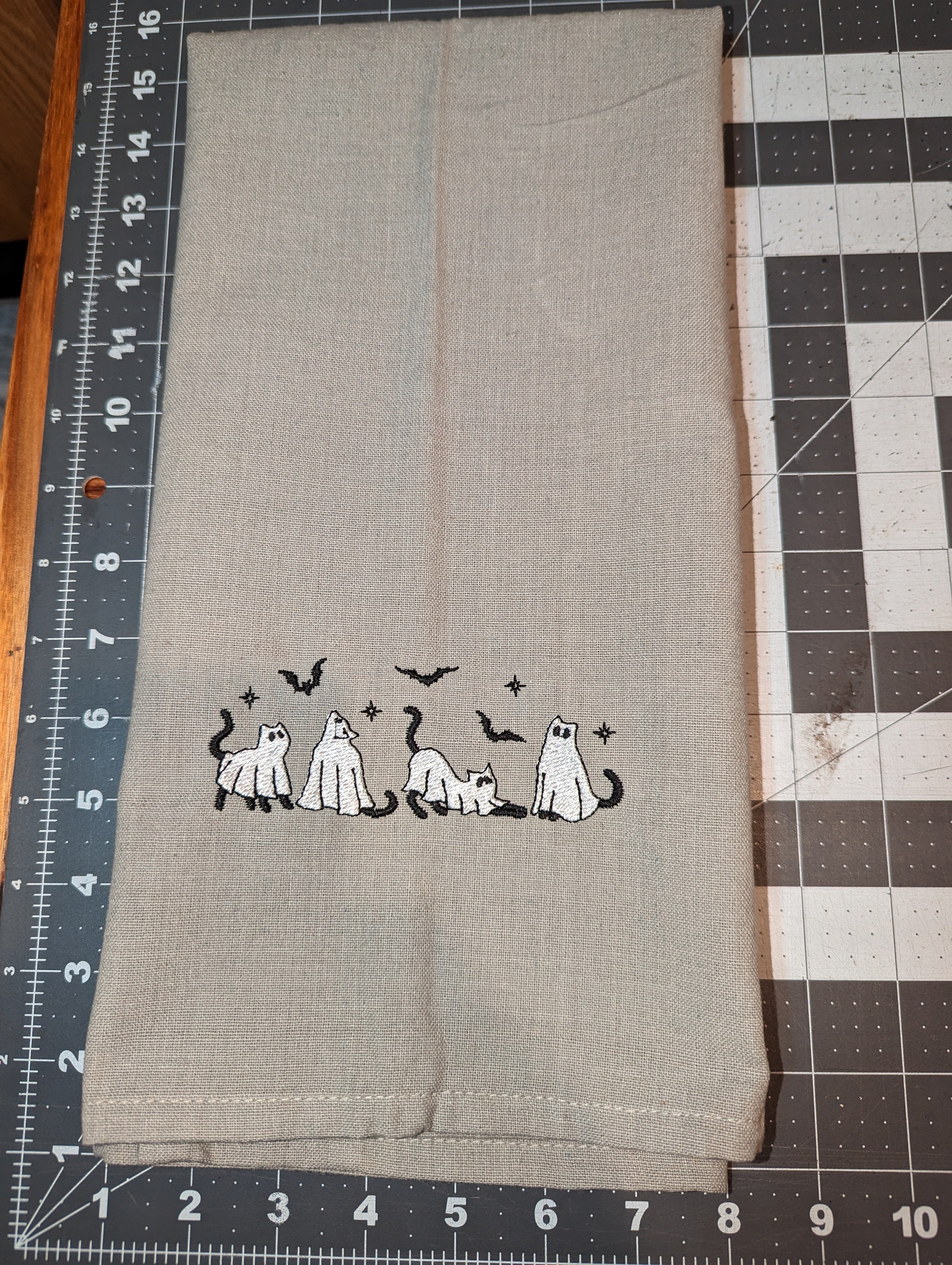 Cat Ghost Tea Towel