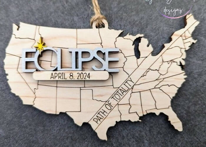 USA Path of Totality - April 8th, 2024 - Solar Eclipse Ornament