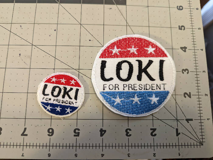 Loki for President Iron On Patch