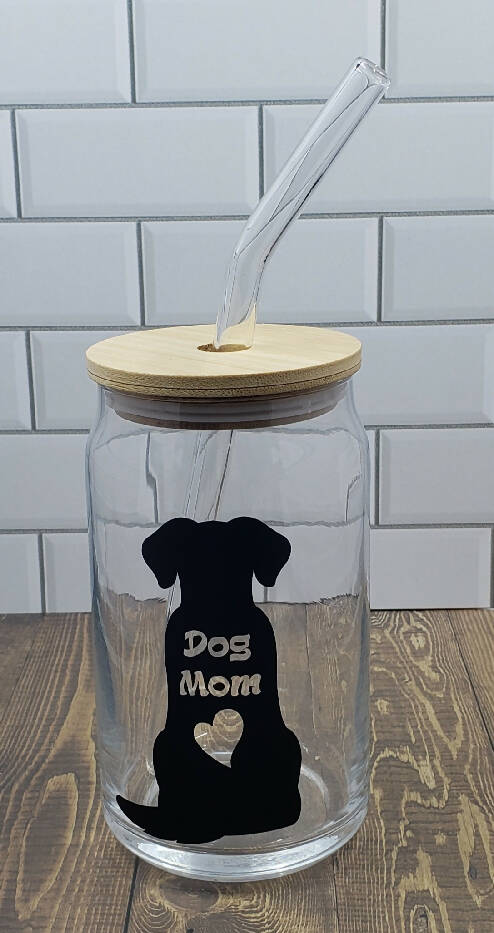 Iced Coffee Glass - Dog Mom