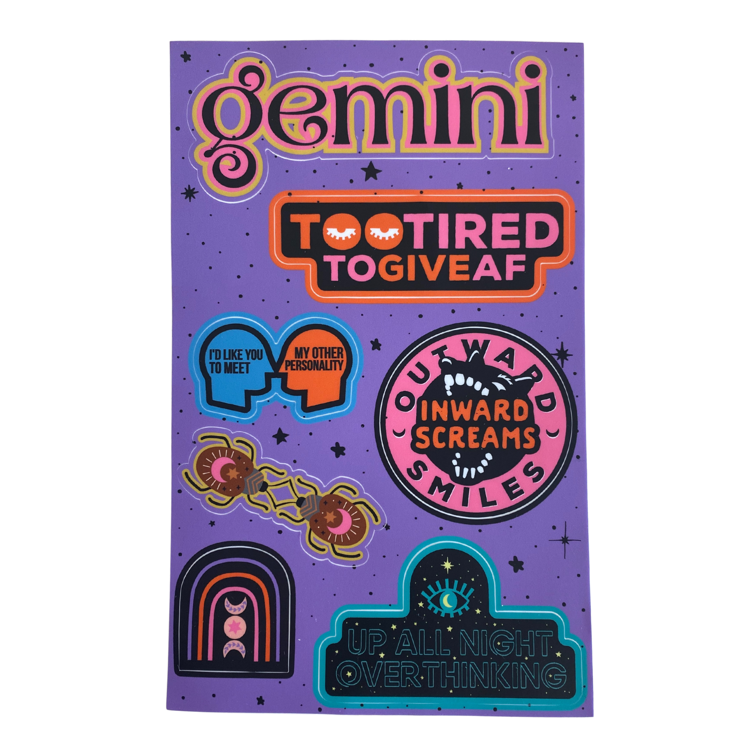 FUN CLUB - Gemini Sticker Sheet (horoscope, astrology, zodiac, funny)