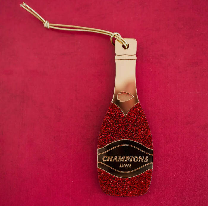 KC champions LVII red and gold Champaign ornament
