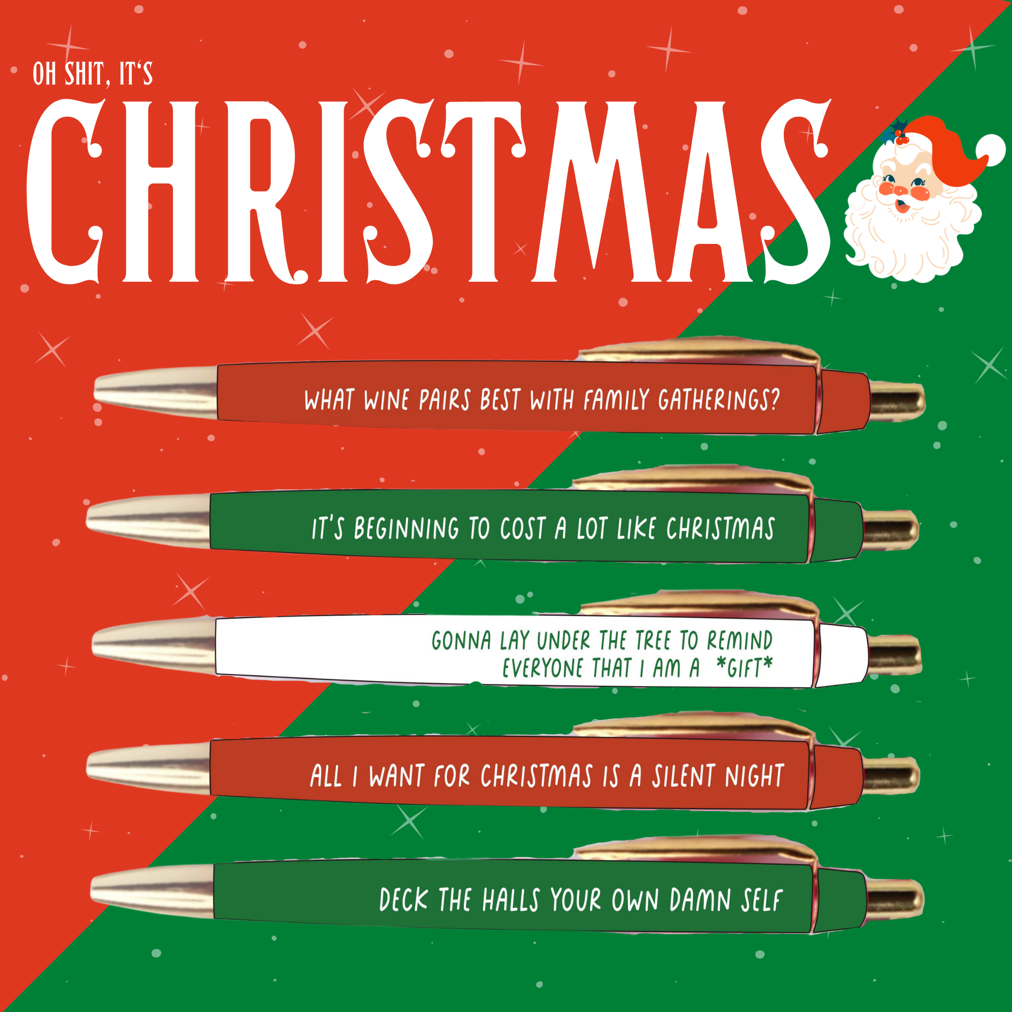 FUN CLUB - Christmas Pen Set (Holiday, pen, office, funny, unique, gift