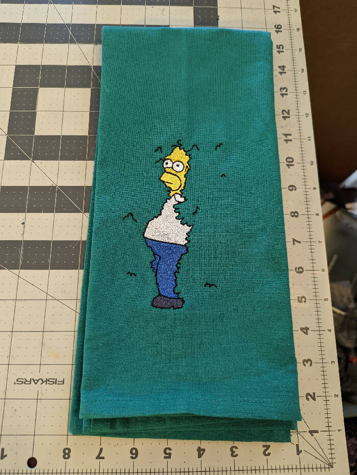 Homer in the Bushes Kitchen Towel