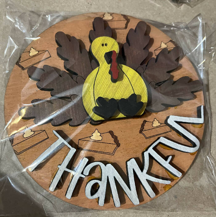 Thankful Turkey thanksgiving circle interchangeable insert