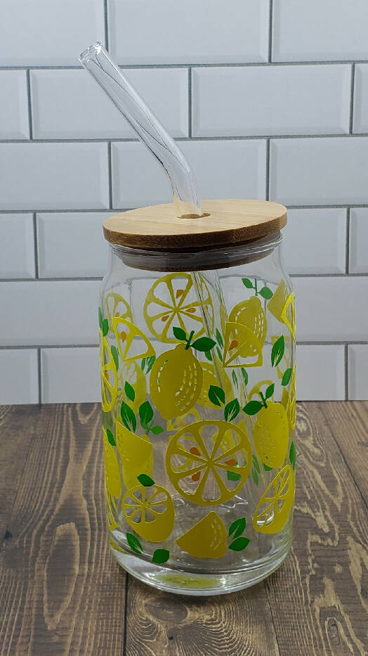 Iced Coffee Glass - Lemons