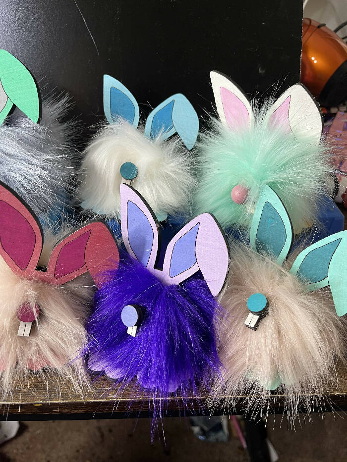 Fluffy Pom Pom bunny Easter basket buddy