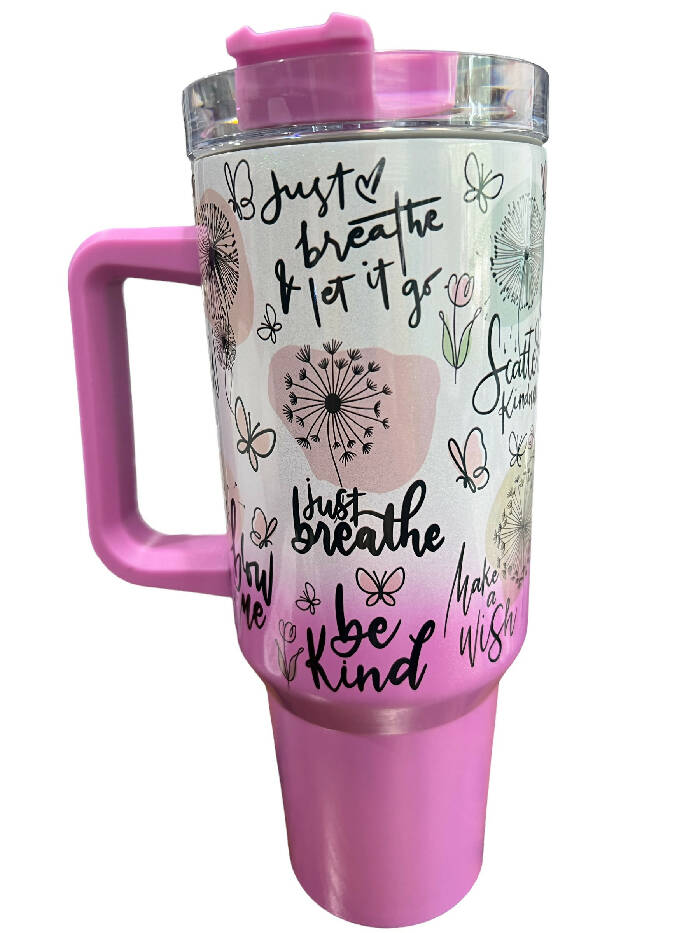 Just breathe SHIMMER - purple - 40 oz quencher tumbler