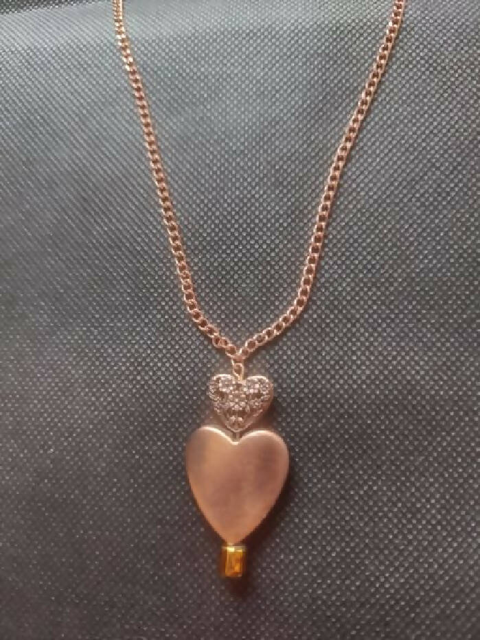 N #305 Necklace19-3/4 inch Coppertone w/ Hearts