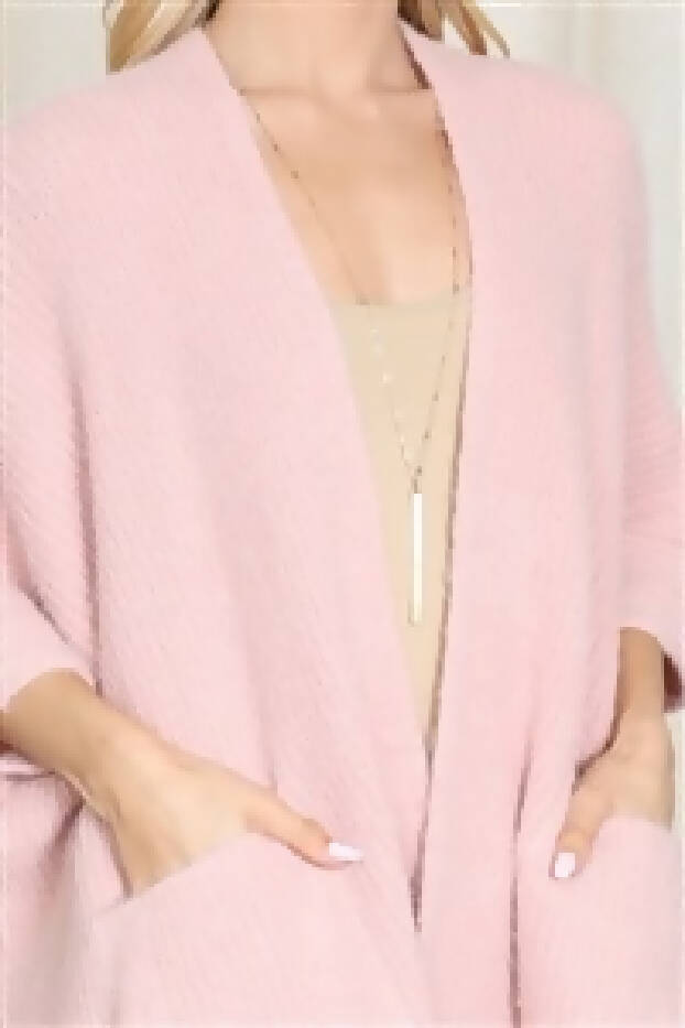 Pink Pocket Kimono Cardigan