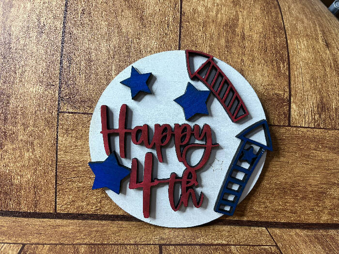 Happy 4th of July interchangeable circle insert