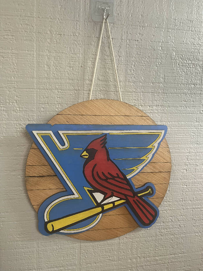 Stl hockey & baseball door hanger 14”