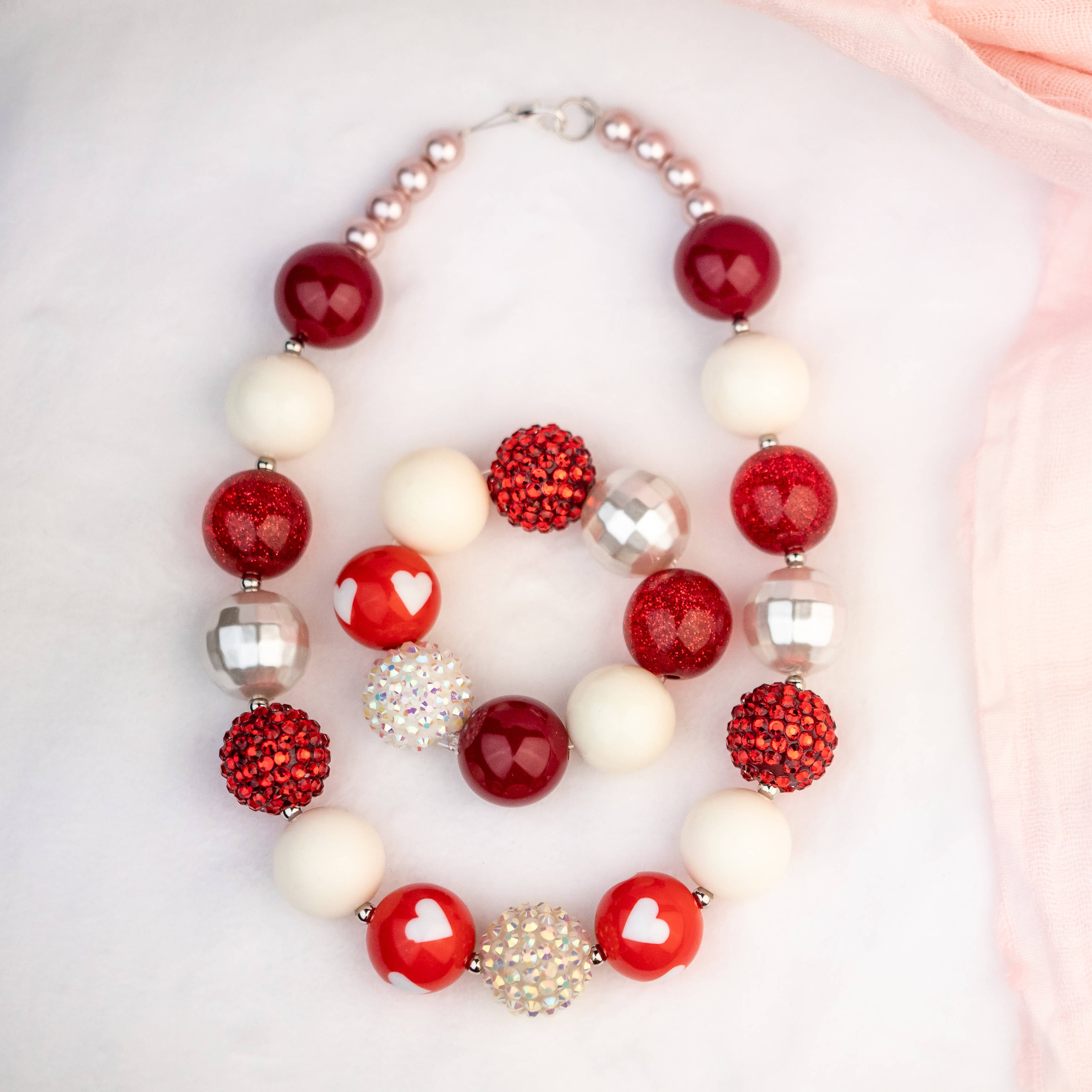Bubblegum Bead Necklace and Bracelet