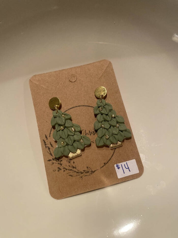 Large light green trees with beads