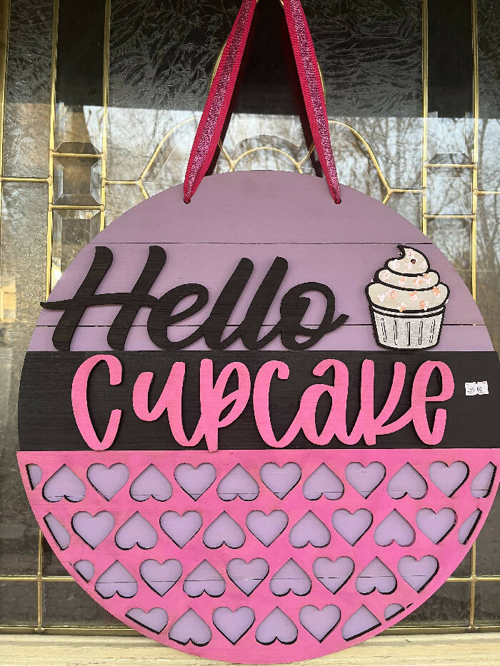 Hello cupcake 18” door hanger
