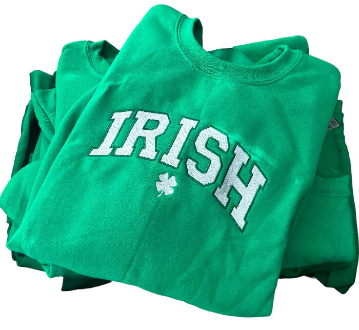 Irish kelly green embroidered sweatshirt