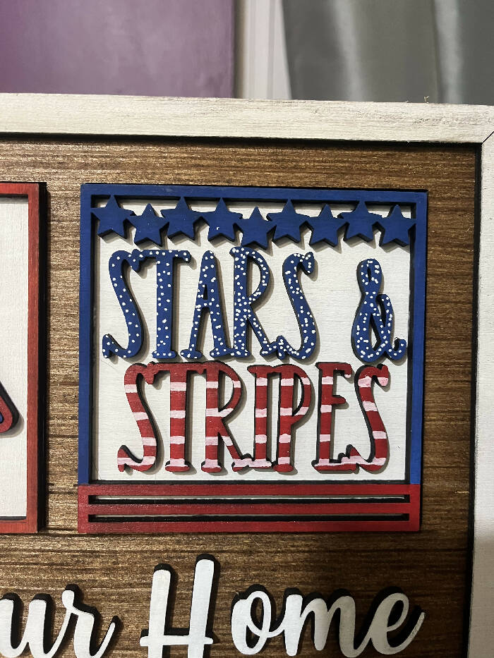 Stars & stripes 4th of July square interchangeable insert