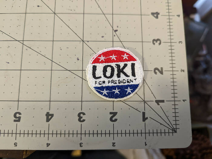 Loki for President Iron On Patch