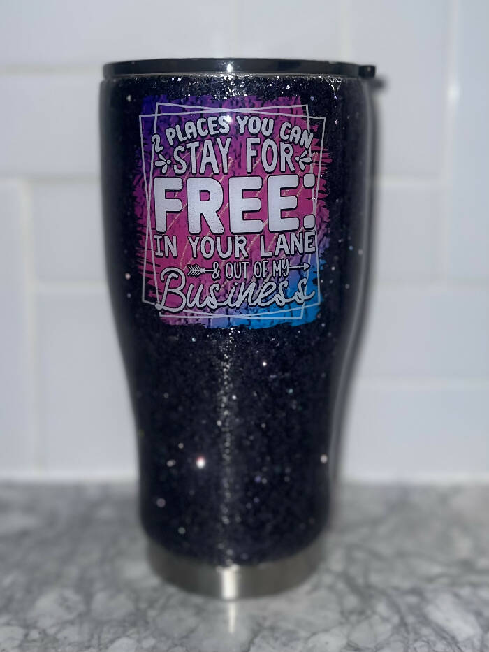 Stay in your lane glitter cup