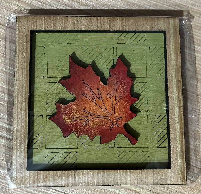 Fall framed maple leaf square interchangeable inserts