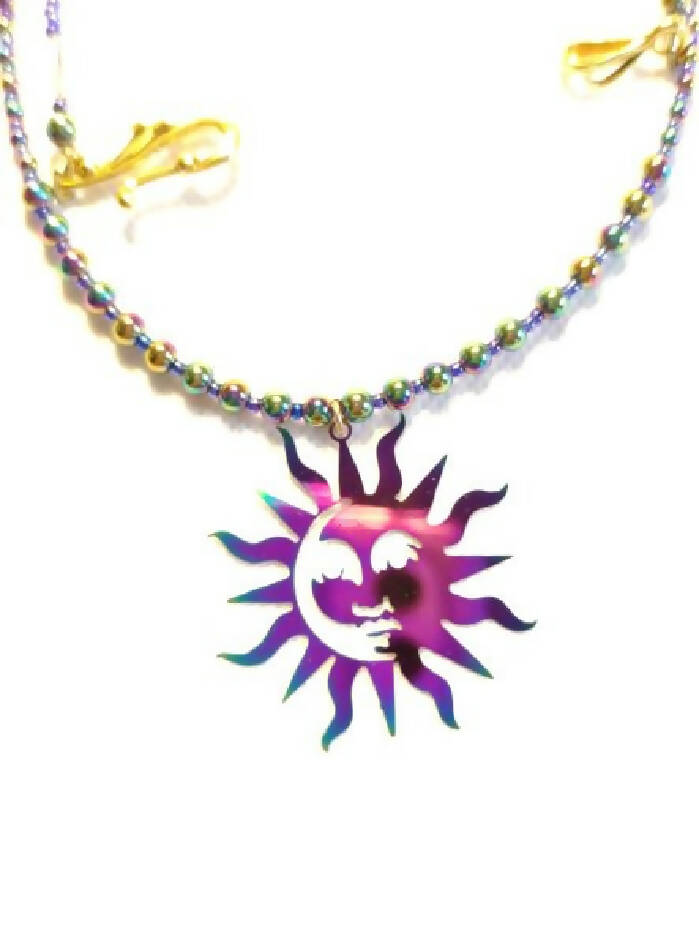 N #302 Necklace 20 inch Sun Rainbow Electroplated