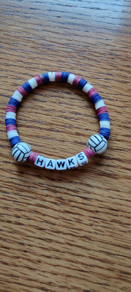 GHB #307 Volleyball / Heishi Beads HAWKS Block Letters