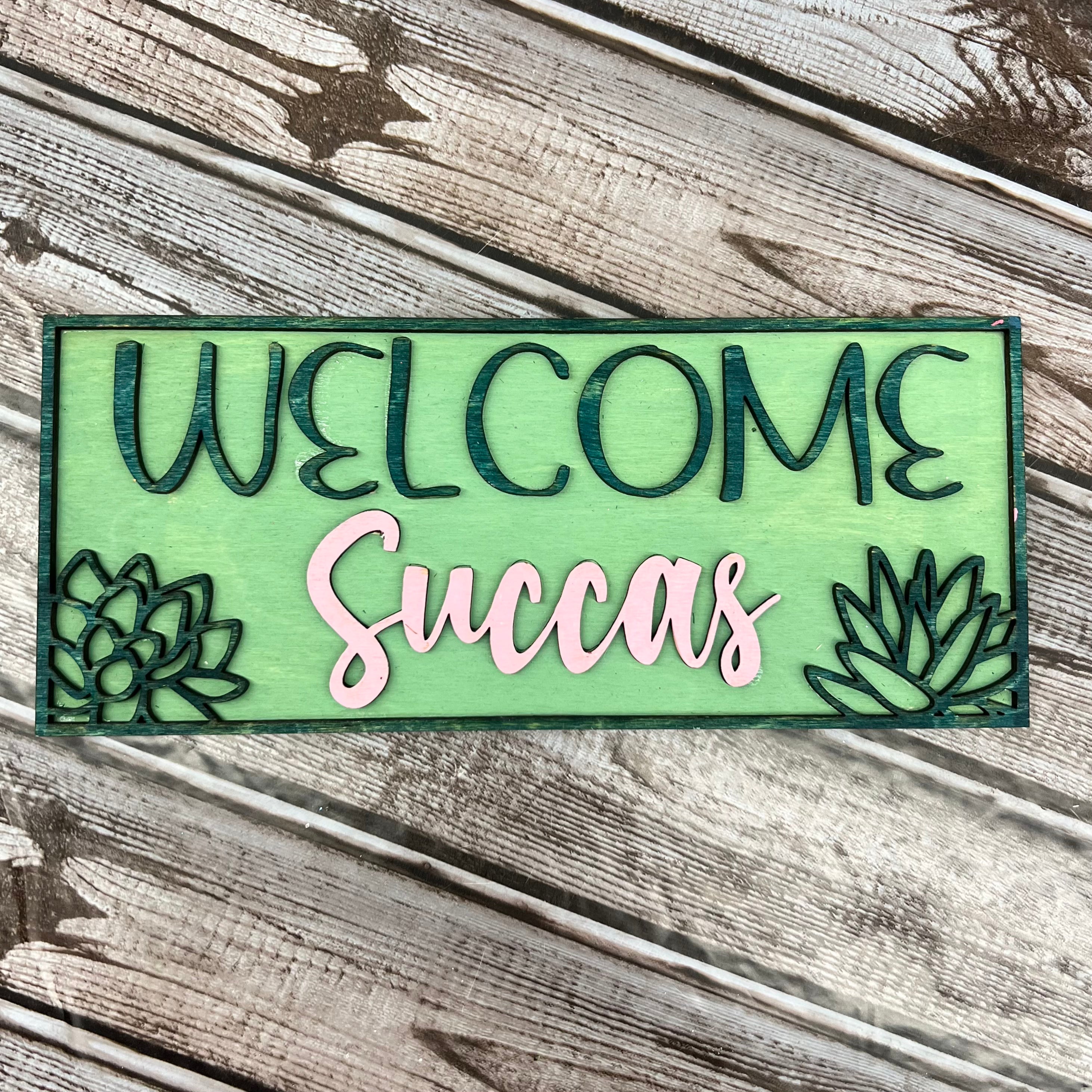 Welcome Succas - Green & Pink - Rectangle insert