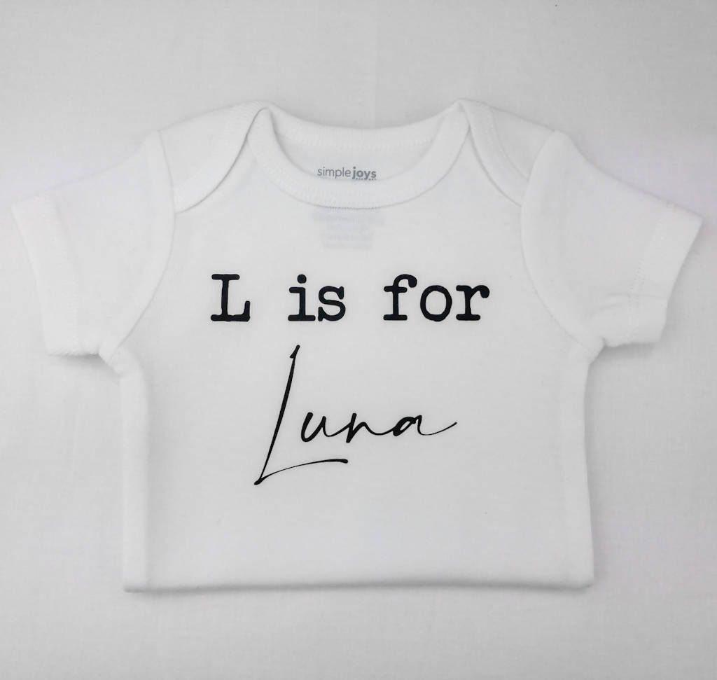 Name newborn onesie l is for luna