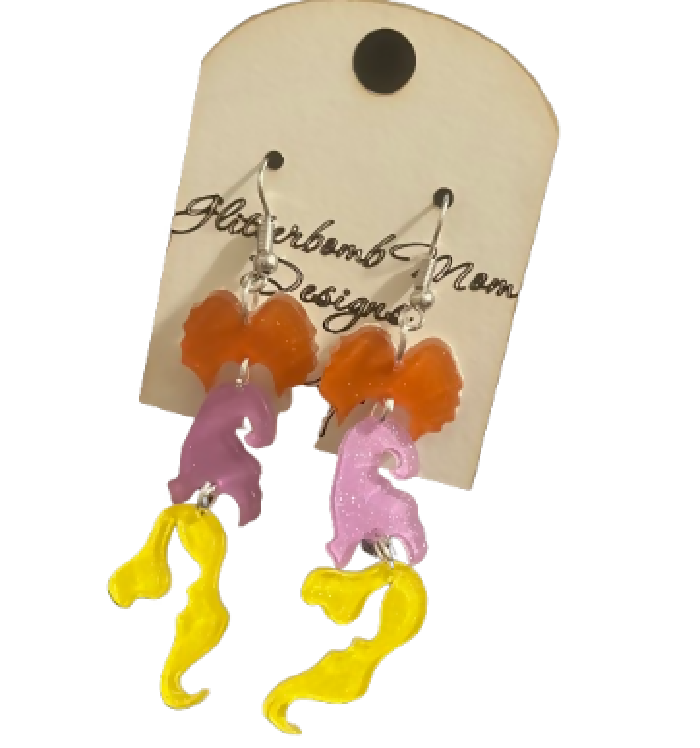 Hocus pocus glittery acrylic earrings