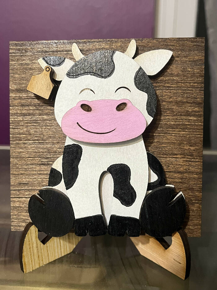 Cute sitting cow square interchangeable insert