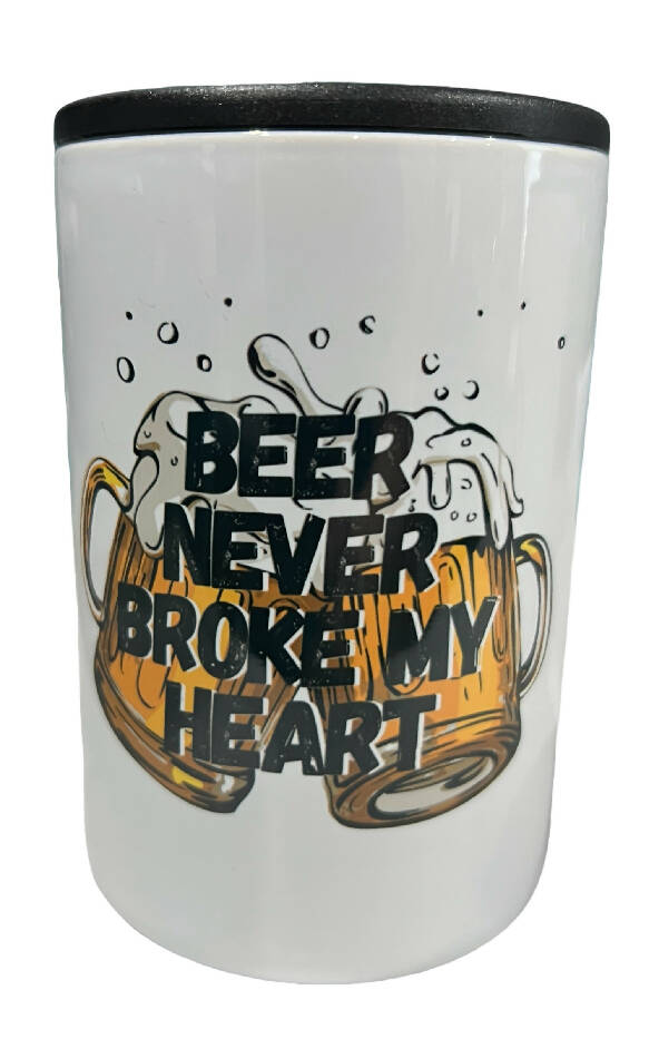 Beer never broke my heart 12 oz can koozie