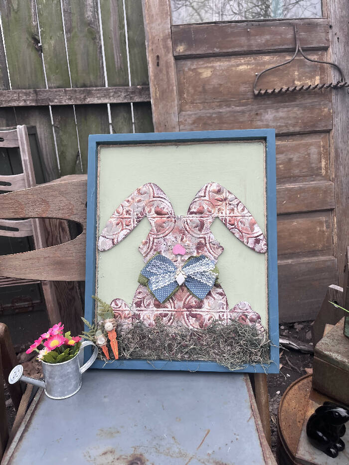 Metallic framed bunny