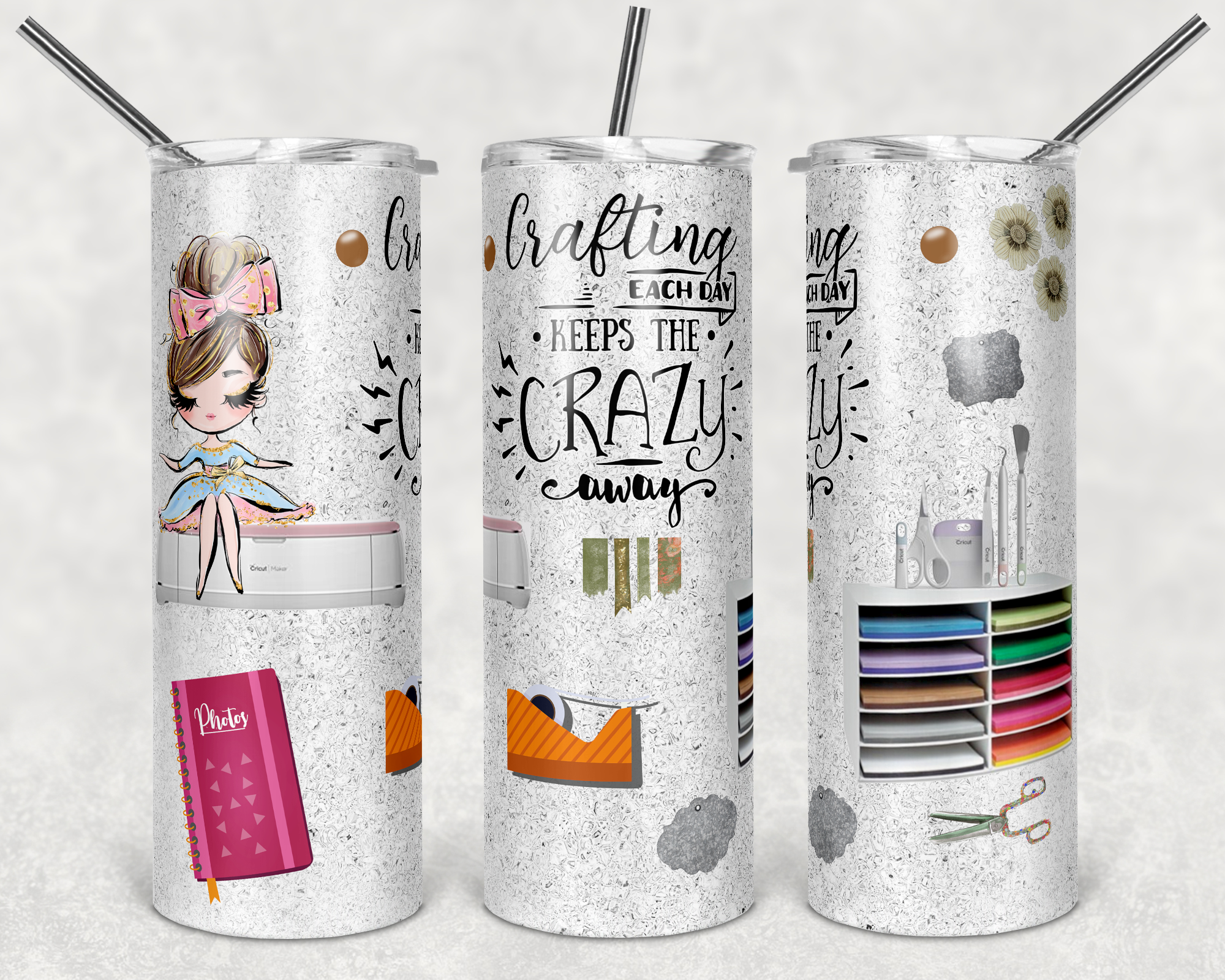 Crafting Each Day Keeps the Crazy Away - 20oz Tumbler